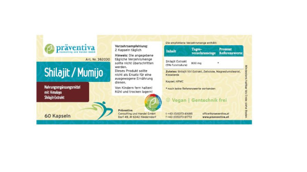 Shilajit / Mumijo 800 mg á 60 Kps.